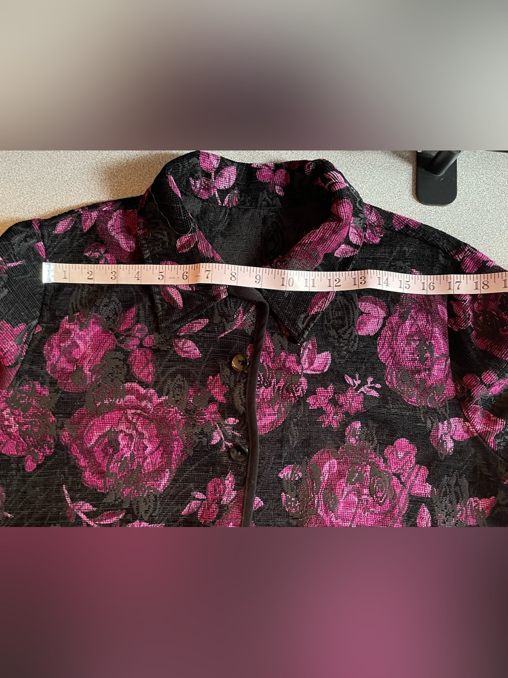 Black & Magenta Floral Button-Front Shirt /Jacket Revisable - Picture 7 of 10